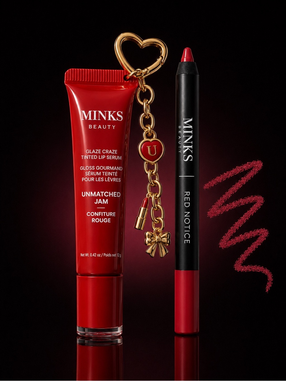 Unmatched Jam Glaze Craze Tinted Lip Serum & Red Notice Lip Pencil - Red